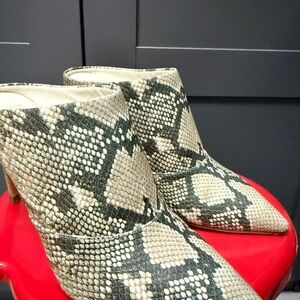 Dolce Vita Snakeskin Ankle Booties - Black and Cream